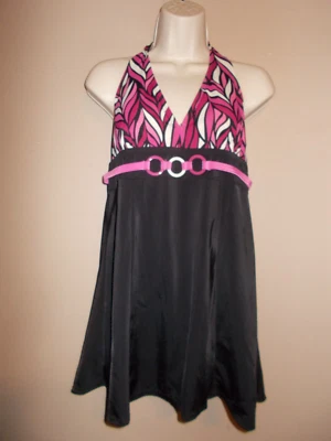 Traje de baño Jaclyn Smith para mujer talla 8 negro rosa multicolor superpuesto de una pieza Foto 1 de 4