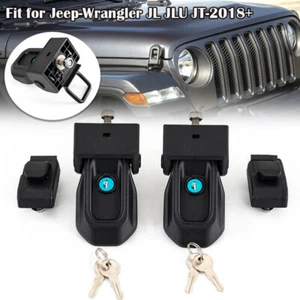 Hood Latches w/ Keys For 18-UP Jeep Wrangler JL JLU & JT Hood Lock Catch Locking - Foto 1 di 12