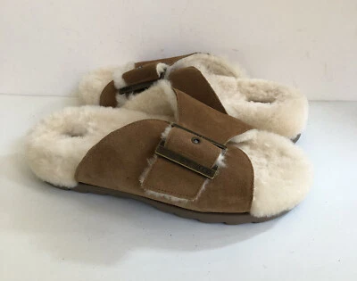 ZAPATILLAS UGG HEBILLA DESLIZANTE CASTAÑO GAMUZA PIEL DE OVEJA EE. UU. 10 / UE 41 / REINO UNIDO 8 Foto 1 de 4
