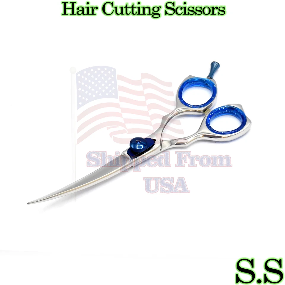 S.S Barber Razor Edge Hair Cutting Scissor Curved 6.5" Beauty Instruments BTS-496