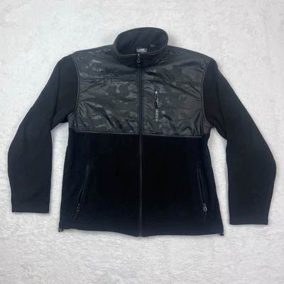 New Balance Men’s Large Black Full Zip Fleece Shell Jacket Coat Mock Neck Camo - Image 1 of 4