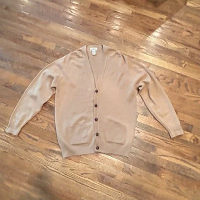 Cárdigan suéter LL Bean para hombre cuello en V botón delantero lana tostado grande Foto 1 de 4