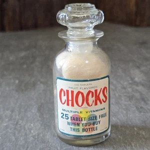 Chocks mehrere Vitamine Vintage NOS versiegelt volle Glasflasche Kinderpillen - Bild 1 von 4