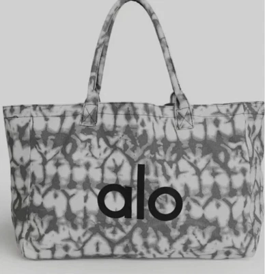 NWT ALO Yoga Gray Tie-Dye Canvas Cotton Large Tote Bag For Travel & Gym Carry-On - Image 1 of 4