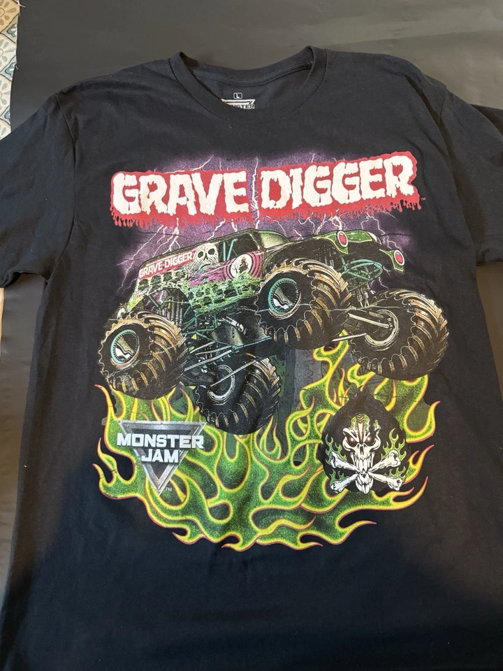monster jam grave digger black tee size large - Image 1 of 1