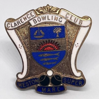 Clarence Bowling Club Weston-super-Mare Enamel Lapel Pin Badge Bowls Bowler UK - Image 1 of 2