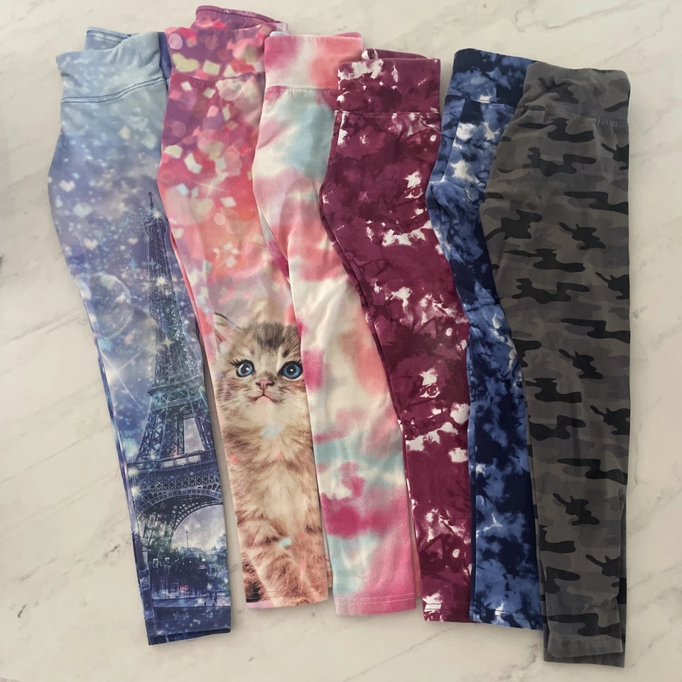Лот из 6 пар леггинсов Justice для девочек, красочные, графические - Изображение 1 из 4