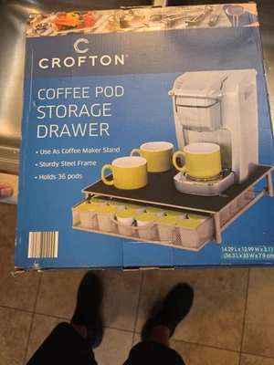 Cajón de almacenamiento debajo de la cafetera, almacenamiento de cápsulas de café, tiene capacidad para 36 cápsulas gris/negro  Foto 1 de 4