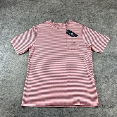 NWT Vineyard Vines Edgartown Boys Size 18 T Shirt Lighthouse Red Striped Graphic - Image 1 of 4