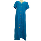 Womens Dress Short Sleeve Button Down Pockets Blue Vintage Tess Dress Size 12
