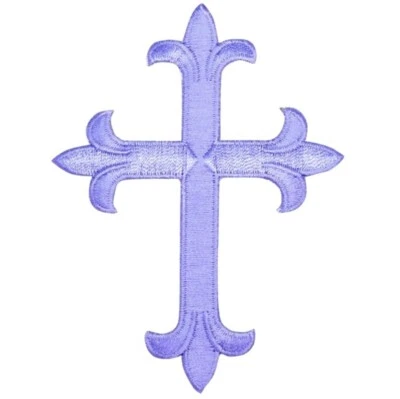 Lavender Cross Applique Patch - Jesus Christ Christian Embroidered Badge 4" - Image 1 of 2