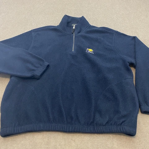 Vintage Indiana Pacers Jacket Mens Large Fleece 1/4 Zip Pullover NBA Blue Cover