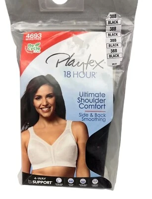 Playtex 18 hour bra size 38B black comfort strap Style 4693  smoothing side New - Image 1 of 4