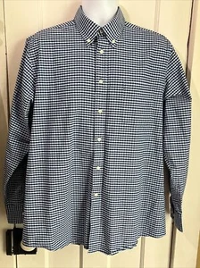 Dockers Battery Street Mens Blue Plaid Check Button Down Dress Shirt Sz L 34-35 - Picture 1 of 10