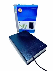 Zondervan NIV Study Bible Black Bonded Leather Red Letter Indexed Color Pictures - Picture 1 of 24