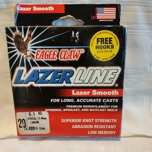 Eagle Claw Lazer Line 20 lb 400 yards Clear .018 diameter Premium Monofilament - Picture 1 of 3