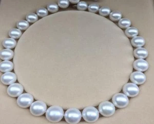 Huge 18“11-12mm natural south sea genuine white round pearl necklace 25aaa 14k - Picture 1 of 1