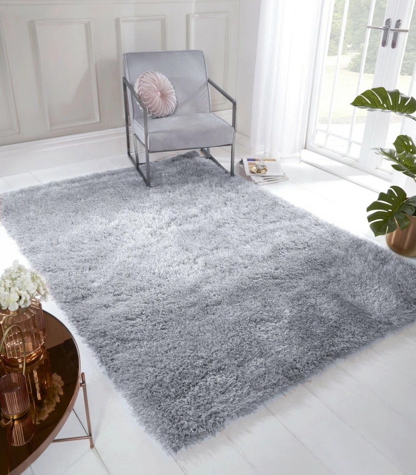 Thick Fluffy Silky Shaggy Rug Bedroom Living Room Small Medium Large Rug Round - Image 1 of 1