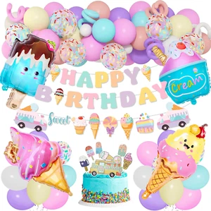 75Pcs Ice Cream Birthday Party Decorations for Girls Kids, Pastel Ice Cream Ball - Picture 1 of 12