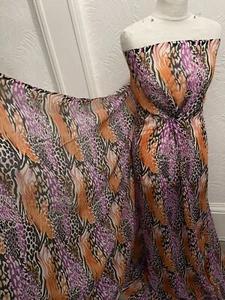 1m  multi colour georgette  Animal print chiffon fabric 58" - Picture 1 of 6