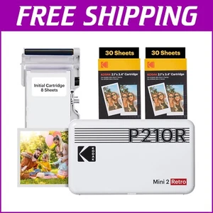 Bluetooth Mini 2 Retro Photo Printer Bundle - 68 Glossy Sheets for iOS & Android - Picture 1 of 10