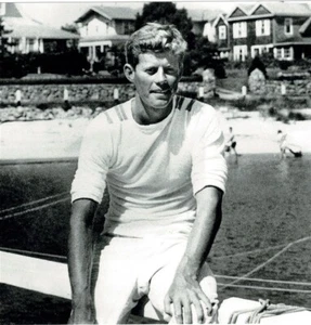 Young JFK on the water in a sailing boat gay man's Kennedy collection 4x4 - Picture 1 of 2