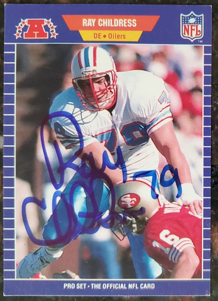 Tarjeta autógrafa Ray Childress 1991 Pro Set #141 NFL Houston Oilers Foto 1 de 4