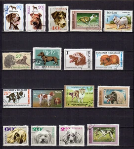 Races de chien un lot de 15 timbres oblitérés /TE5518 - Imagen 1 de 1