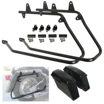 Hard Saddlebags Saddle Bags W/Black Conversion Brackets Fit For Harley Softail - Изображение 1 из 4