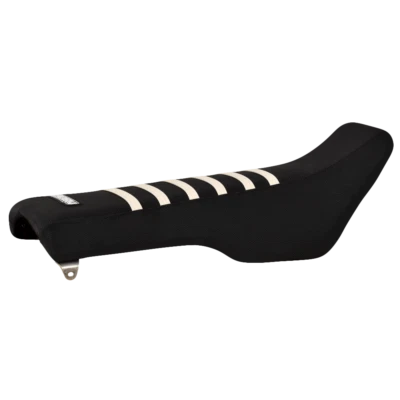 Cubierta de asiento Kawasaki KX 500 1988-2004 de Enjoy MFG TODO NEGRO con costillas blancas #192 Foto 1 de 3