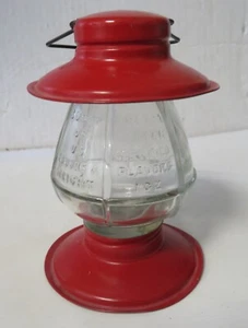 Red Lantern Candy Container 4-1/2 inch Tall Original VINTAGE Metal Glass 40's - Picture 1 of 8