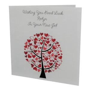 Handmade PERSONALISED Female Love Tree Good Luck In Your NEW JOB CARD - Picture 1 of 1