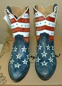 SHERYL CROW NIETEN AMERICANA LEDER PATRIOTISCHE COWBOY STIEFEL GRÖßENWAHL - NEU - Bild 1 von 3