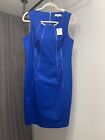 NEW Calvin Klein Cobalt Blue sheath Dress with metal/zipper accents Sz 10