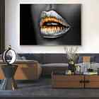 Black Golden Lips Canvas Painting Canvas Sexy Woman Mouth Poster Print Wall Art