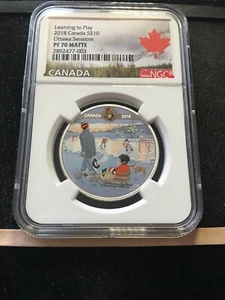 2018 Learning to Play; Ottawa Senators $10 Silver 99.99 NGC**PF-70 Matte**Bx 10 - Foto 1 di 6