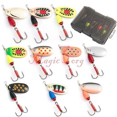 Kit de 10 cebos giratorios de metal señuelo de pesca 1/4 oz lubina trucha perca agua dulce Foto 1 de 4