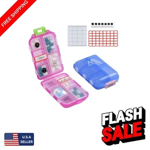 Multi-Purpose 2 Pack Pill Organizer - Easy Open Travel Case for Vitamins - Picture 1 of 11