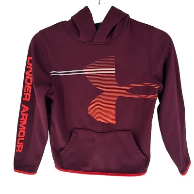 Under Armour Sweatshirt Youth M Red Burgundy Hoodie Hooded Cold Gear Loose - Imagem 1 de 4