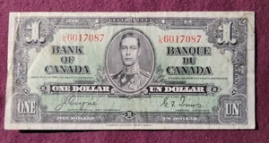 Banco de Canadá 1937 $1 - firmas Coyne-Towers - selección # 58e - sólido en muy buen estado - Imagen 1 de 2