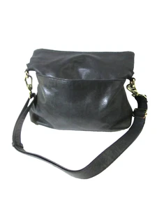Margot New York Double Zip Top Black Soft Pebble Leather Crossbody Bag - Picture 1 of 16