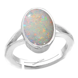 8.25 Ratti 7.00 Carat Rashi Ratan Fire Opal Gemstone Sterling Silver Ring Adjust - Picture 1 of 4