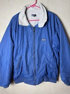 Vintage 90s Patagonia Fleece Lined Bomber Jacket USA Blue Full Zip L See Photos - Picture 1 of 10