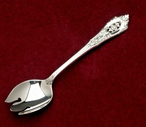 Rose Point by Wallace Sterling Silver individual Ice Cream Spoon/Forks 5.75" Cover