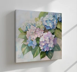 Bunte Hortensie Blumen Leinwandbild Wandbild Floral Wohndeko Wandbehang - Bild 1 von 10