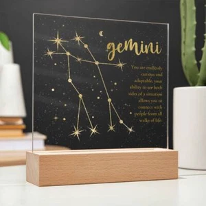 Gemini Lighted Acrylic Plaque, zodiac sign - Picture 1 of 12