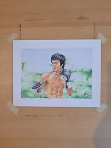 Original 8.5x11 Colored Pencil Drawing Of Martial Arts Legend Bruce Lee - Picture 1 of 1