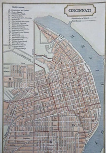 Cincinnati Ohio 1853 city plan scarce hand colored cerographic map - Picture 1 of 2