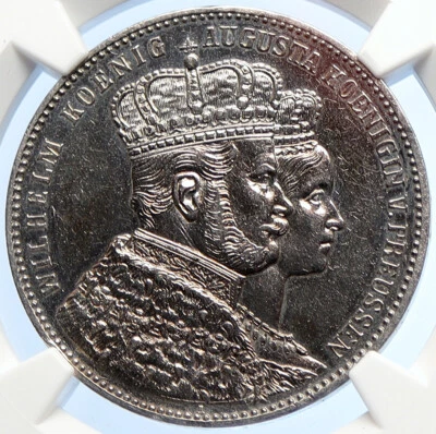 1861 A PRUSSIA German STATE Coronation King WILHELM I Silver Taler Coin i106271 - Image 1 of 4