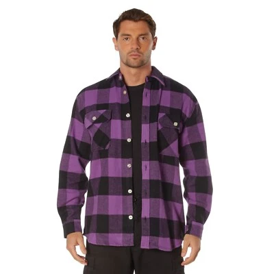 Rothco Extra Heavyweight Buffalo Plaid Purple Flannel Shirt - 100% Cotton - Image 1 of 4